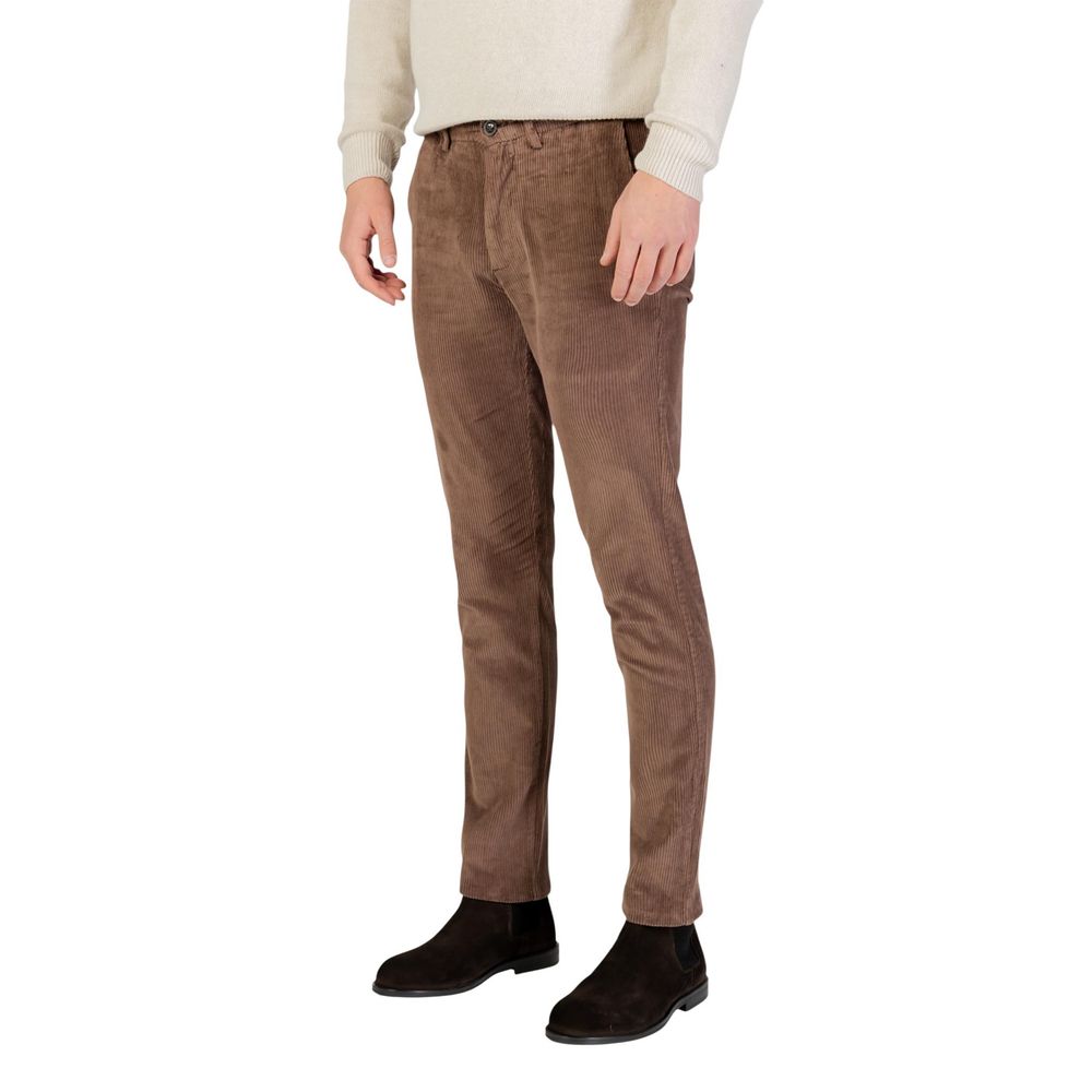 Brown Cotton Casual Pants