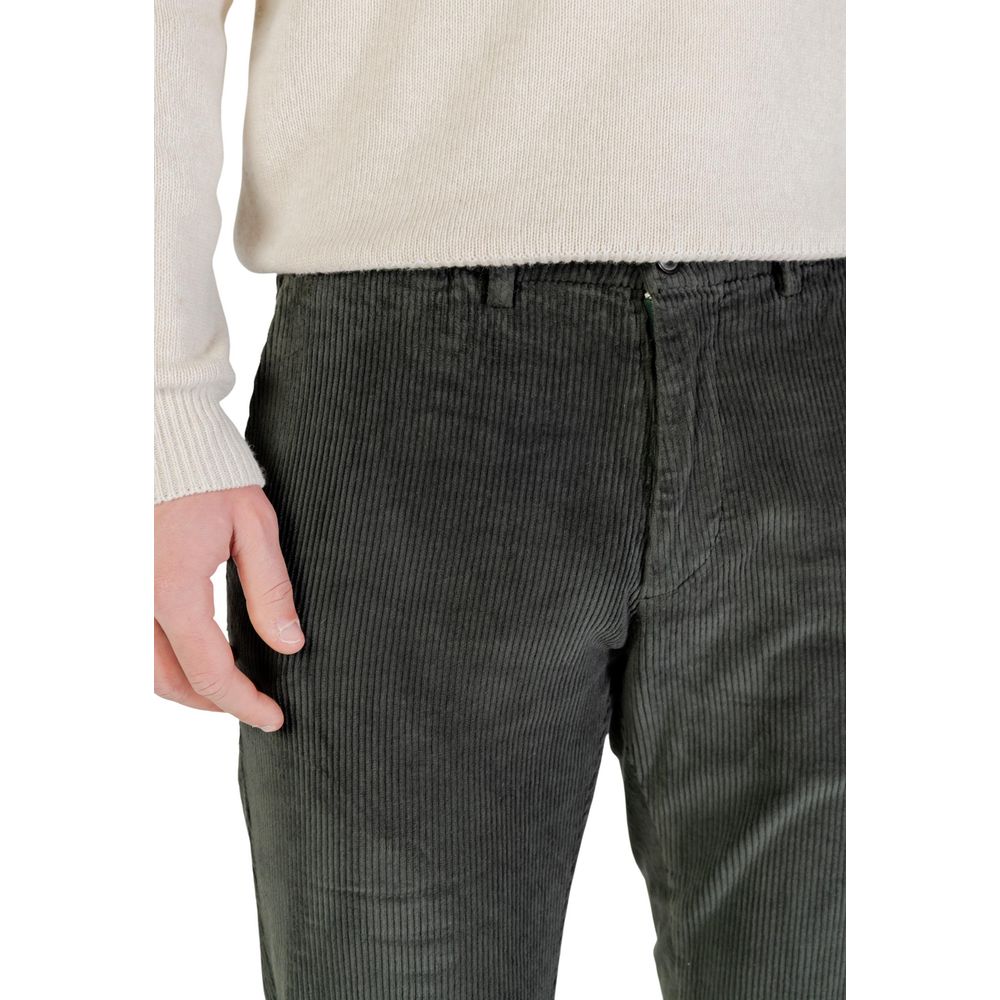 Green Cotton Casual Pants