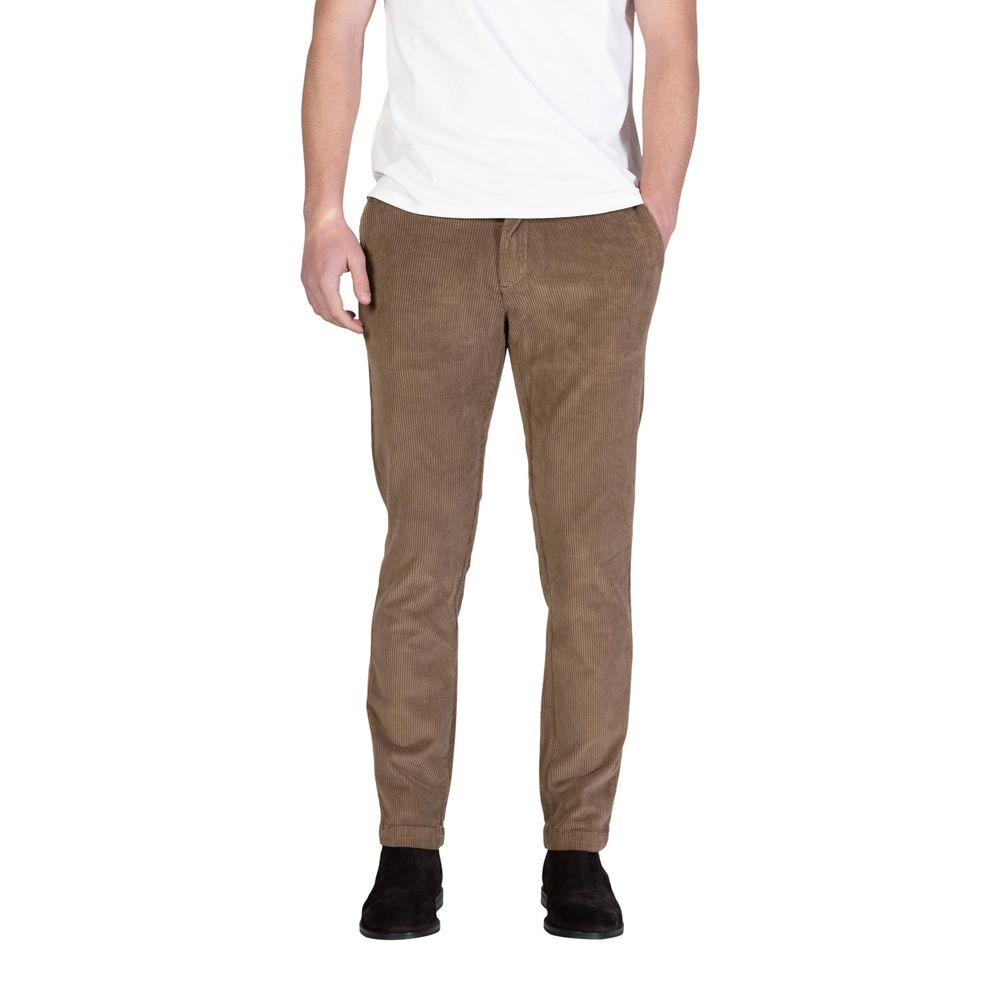 Brown Cotton Casual Pants
