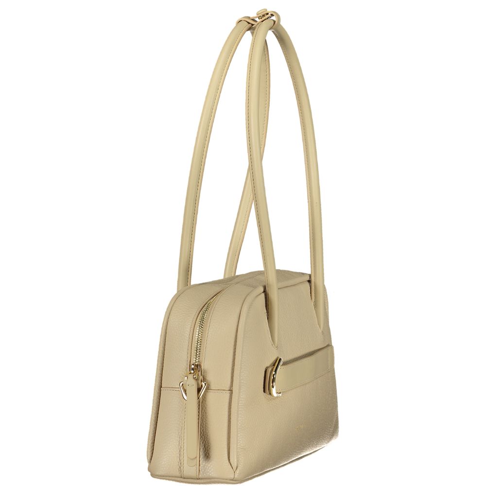 Beige Leather Women Handbag
