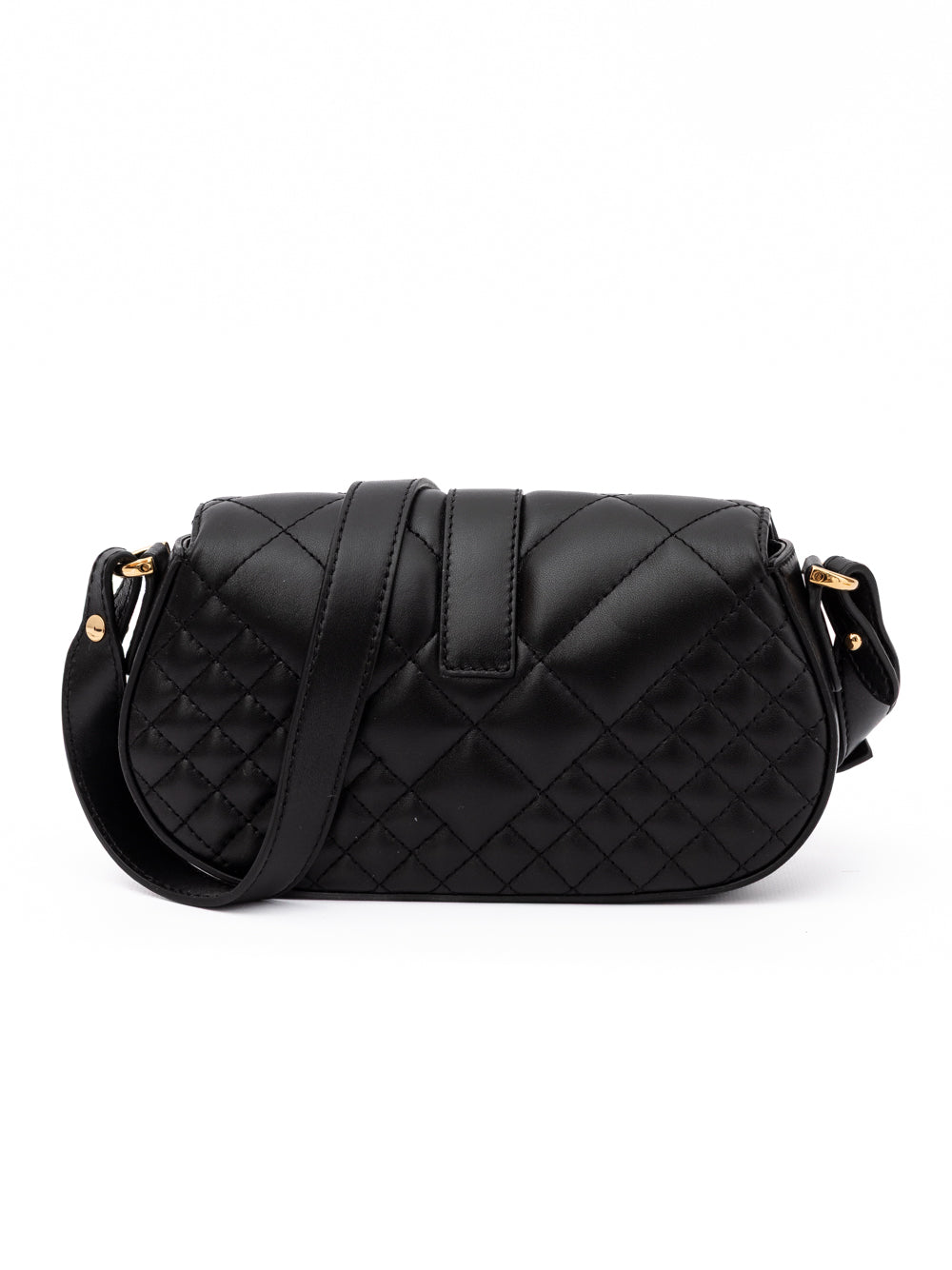 Black Leather Quilted Shoulder Strap Bag
