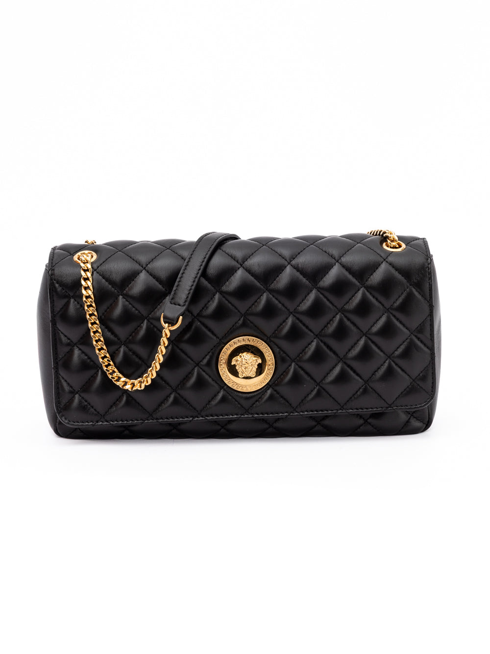 Black Quilted Leather Shoulder Strap Bag