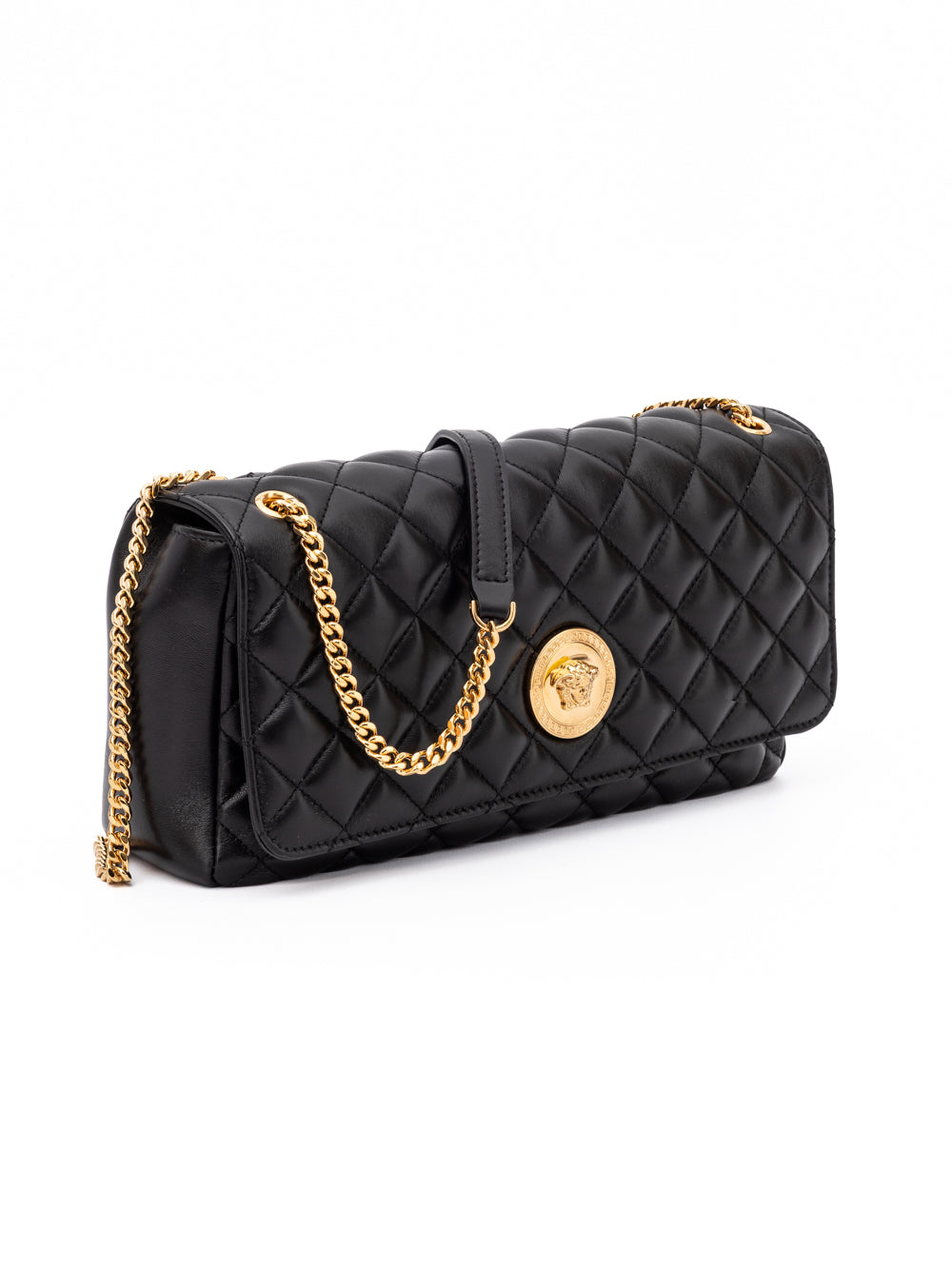 Black Quilted Leather Shoulder Strap Bag