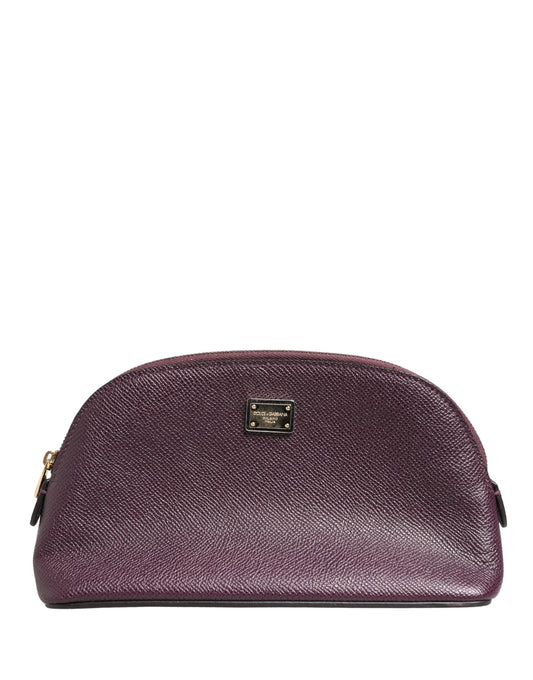 Dark Purple Leather DG Logo Zip Around Hand Purse Wallet