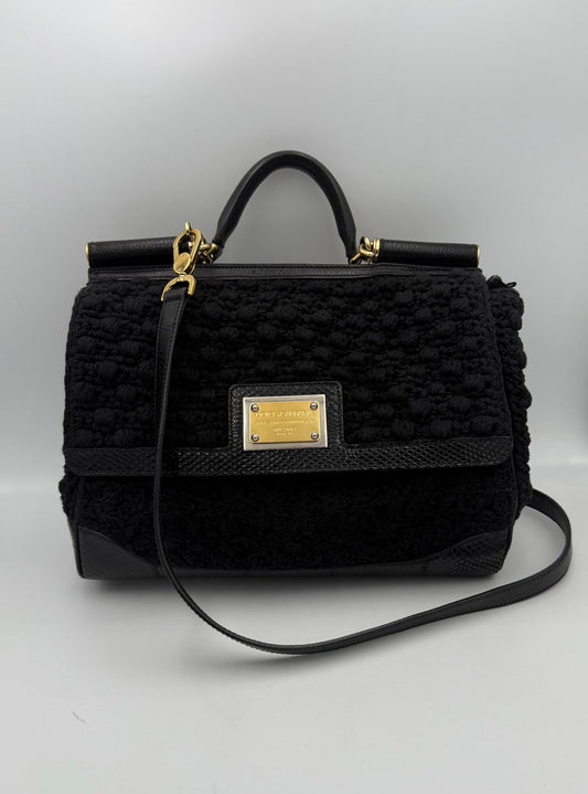 DOLCE & GABBANA Sicily Python and Macramé Handbag