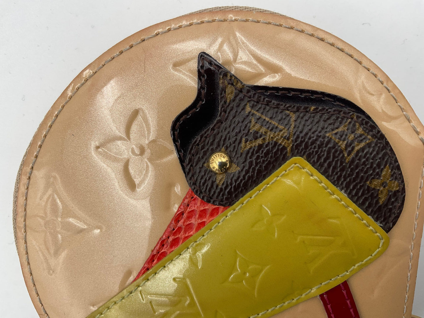 LOUIS VUITTON Micro Boite Chapeau Patent Patchwork LV Bird Coin Purse