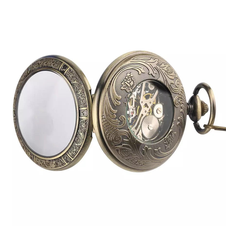 Men's Luxury Transparent Mechanical Pocket Watch