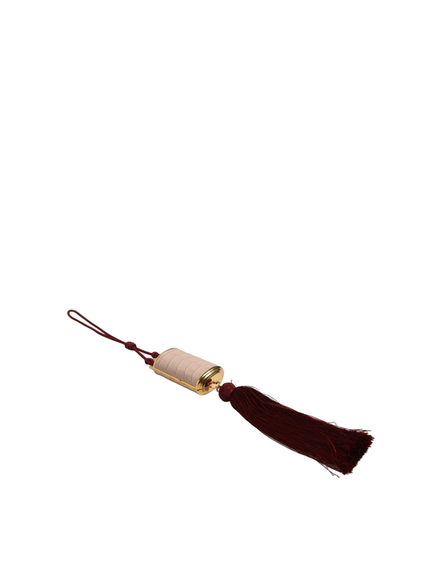 Pink Exotic Leather Mini Mirror Tassel Makeup Bag