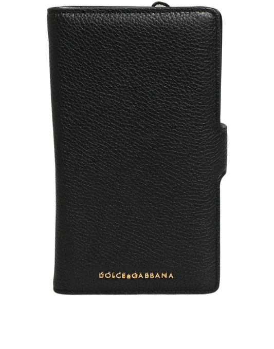 Case Flip Cover Black Calf Leather iPhone11 PRO Phone