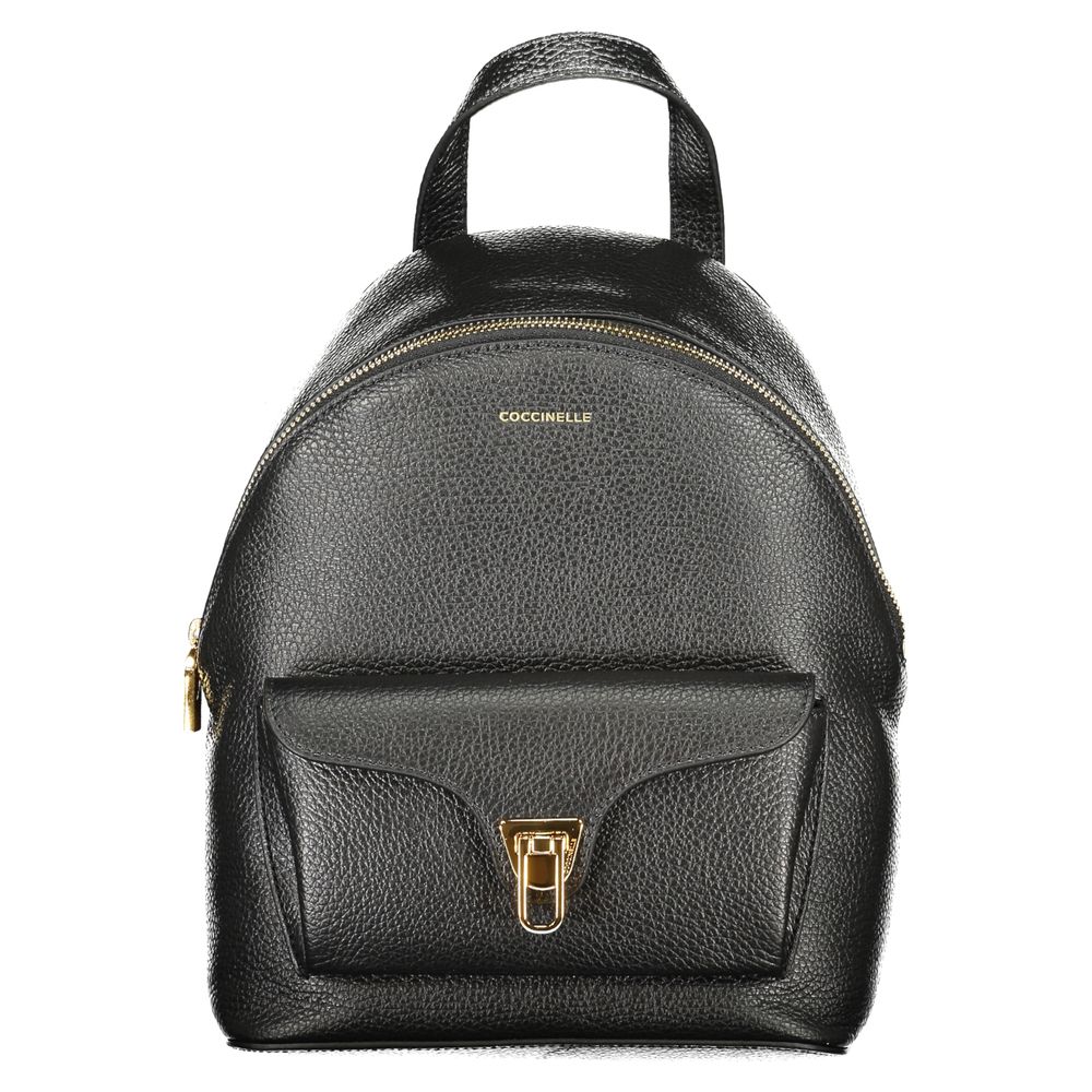 Black Leather Women Backpack