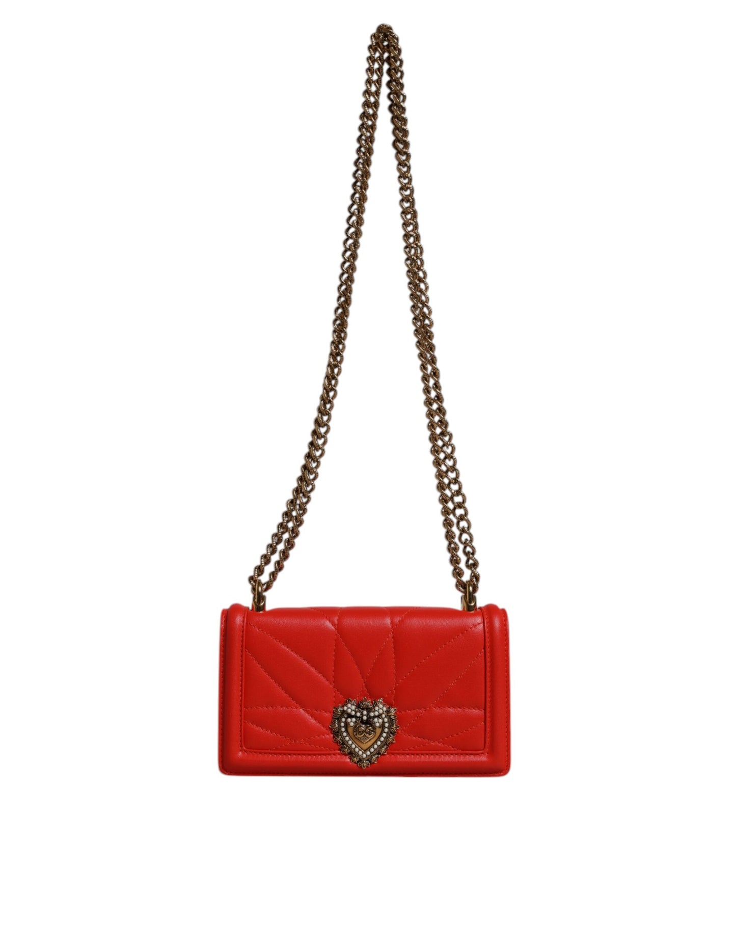Red Quilted Devotion Crossbody Chain Phone Cover Bag