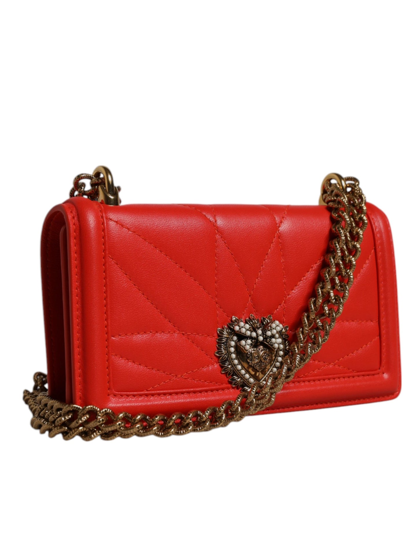 Red Quilted Devotion Crossbody Chain Phone Cover Bag