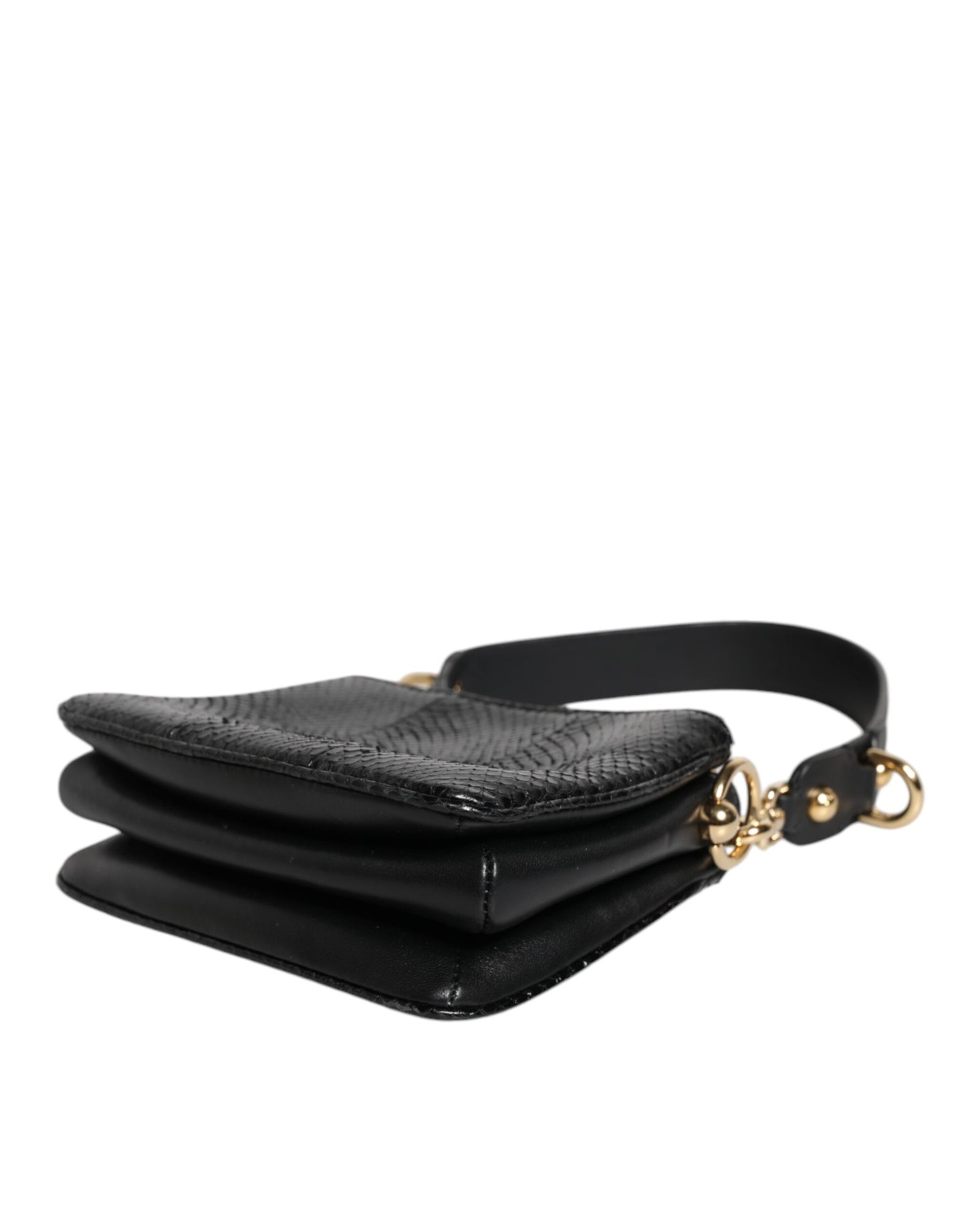 Black Exotic Leather Shoulder Sling Clutch Bag
