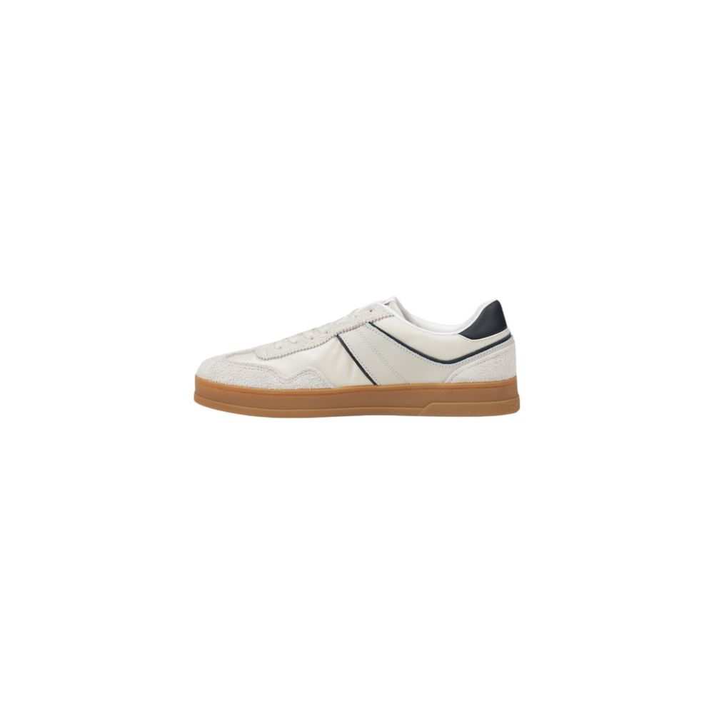 Cream Leather Low Top Sneakers