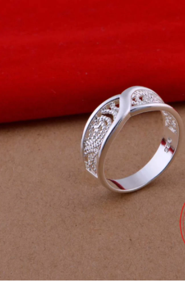Vintage Hollow Pattern Wedding 925 Silver Ring