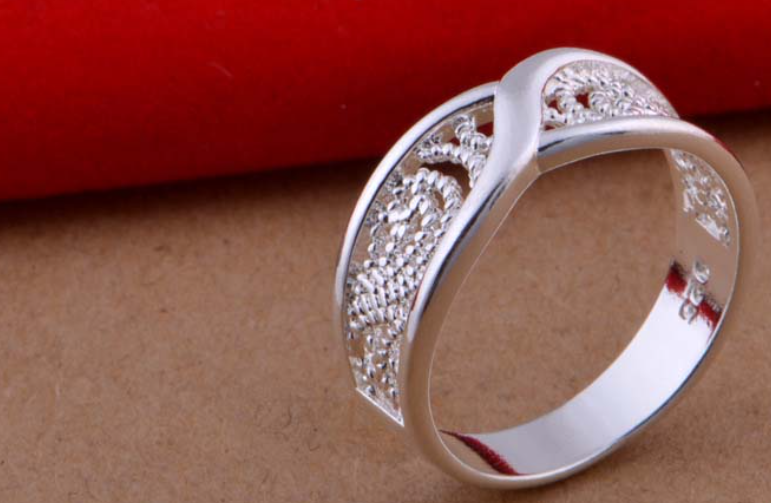 Vintage Hollow Pattern Wedding 925 Silver Ring