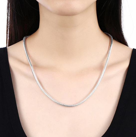 Sterling Silver Chain and Bracelet Set, Necklace 16 in., Bracelet 8 in.