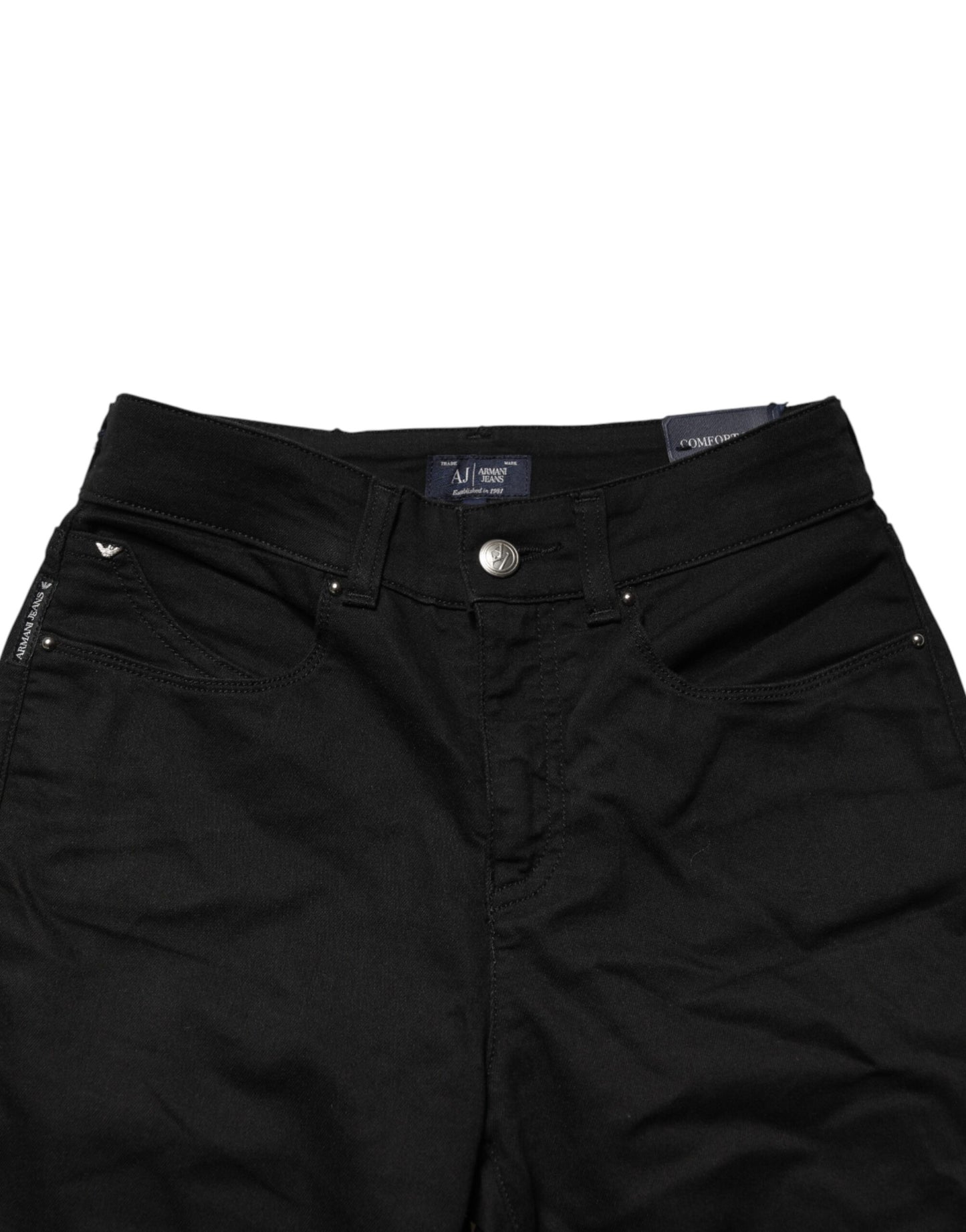 Black Mid Waist Cotton Stretch Skinny Denim Jeans