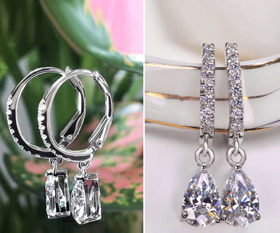 Pear CZ Drop Earrings