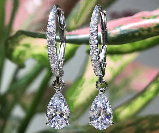 Pear CZ Drop Earrings