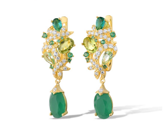 Sparkling Green 925 Sterling Silver Drop Earrings