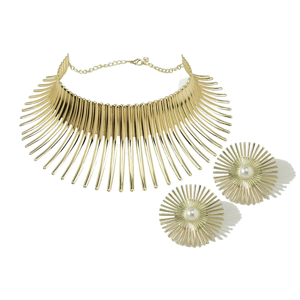 Suytable African Torque Choker Necklace & Earrings Set