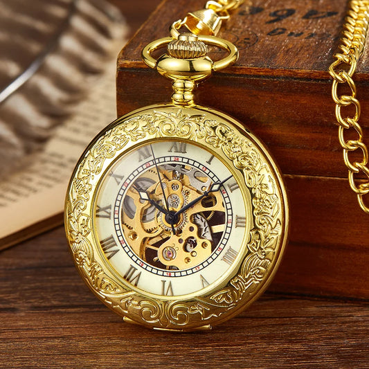 Suytable Vintage Mechanical Skeleton Pocket Dress Watch