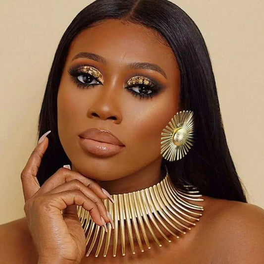 Suytable African Torque Choker Necklace & Earrings Set
