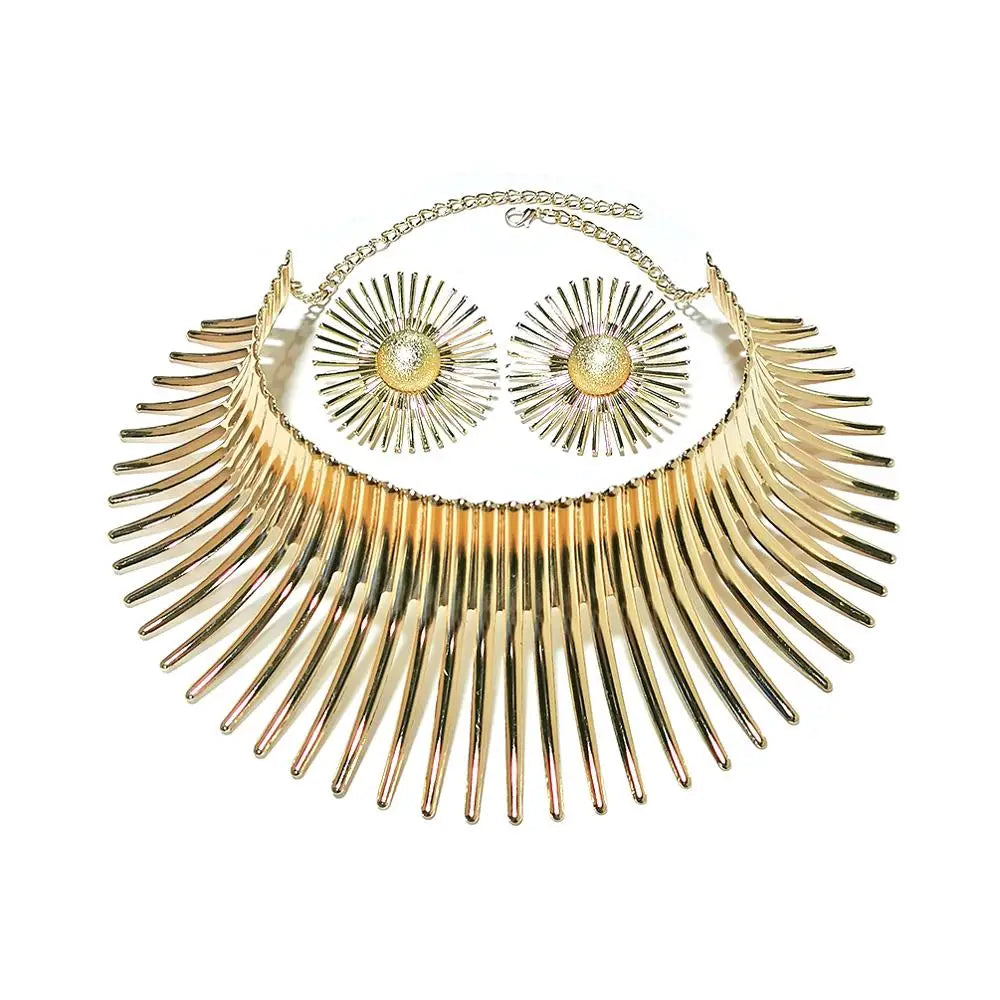 Suytable African Torque Choker Necklace & Earrings Set