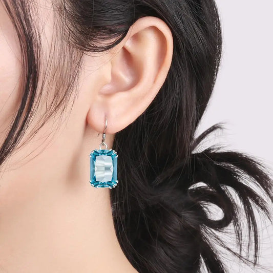 Suytable s925 Aquamarine Jewelry Set - Lab Grown Gemstones