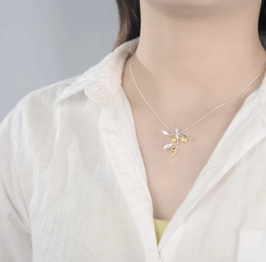 Olive Leaves Branch With Fruits Jewelry Set