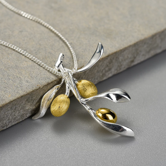 Olive Leaves Branch With Fruits Jewelry Set