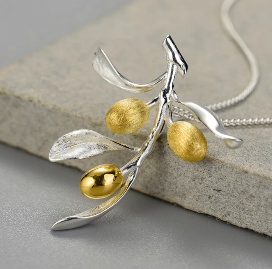 Olive Leaves Branch With Fruits Jewelry Set