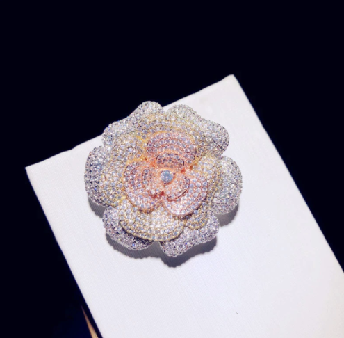Vintage Pink Rose Brooch