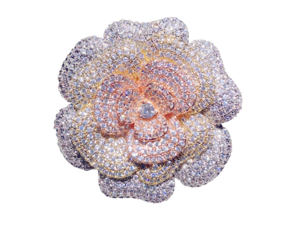 Vintage Pink Rose Brooch