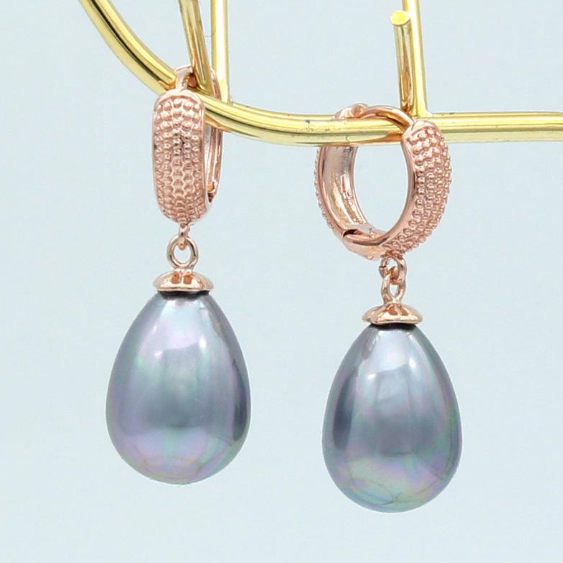 Simulated Pearl Water Drop Rose Gold Earrings, 585 Rose Gold
