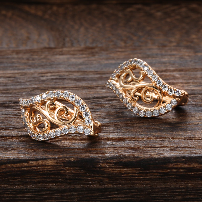 585 Rose Gold Plated Ring and Stud Earrings Set