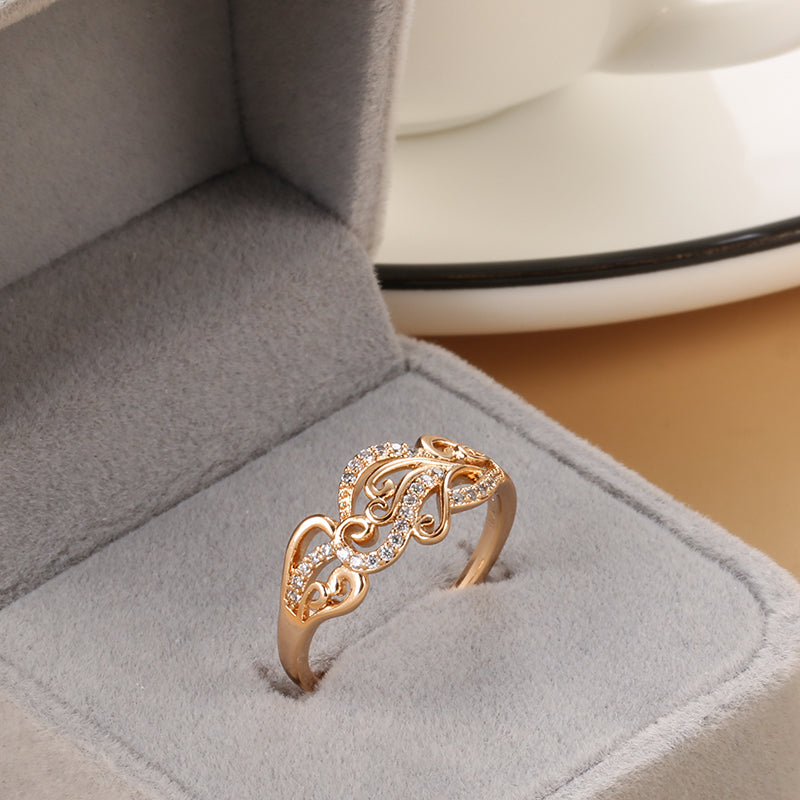 585 Rose Gold Plated Ring and Stud Earrings Set