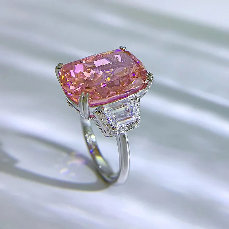 Padparadscha Pink 5.16-Carat  Lab Grown Diamond Ring