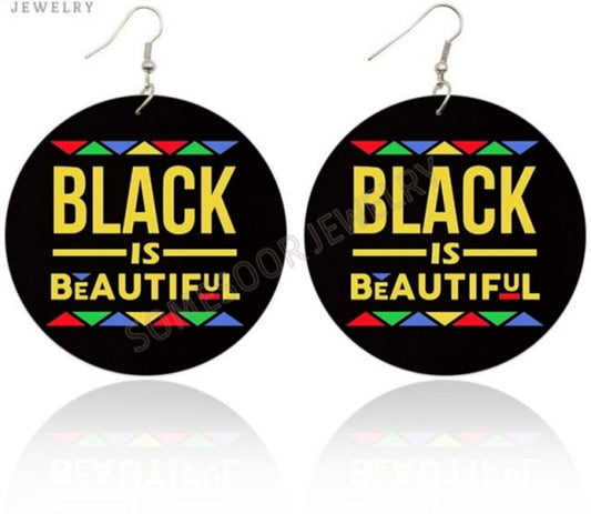Black Sayings Design Earrings