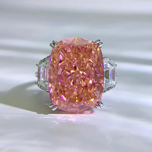 Padparadscha Pink 5.16-Carat Lab Grown Diamond Ring