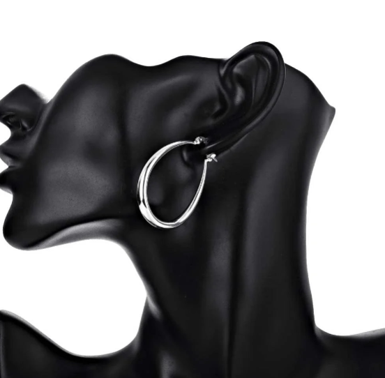 Sterling Silver U-Shape Big Hoop Earrings
