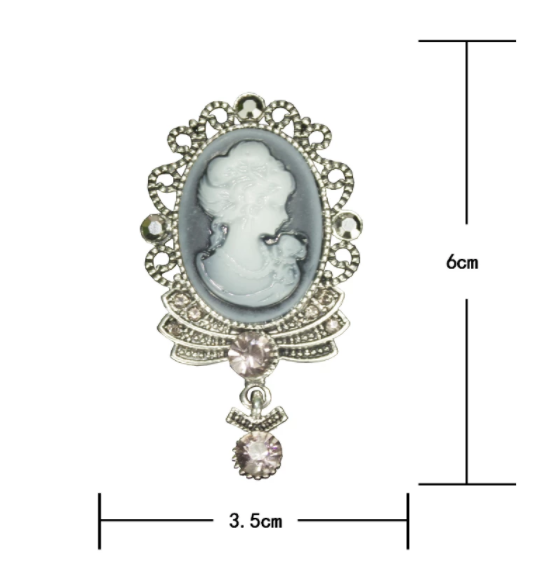 Vintage Gray Queen Head Brooch