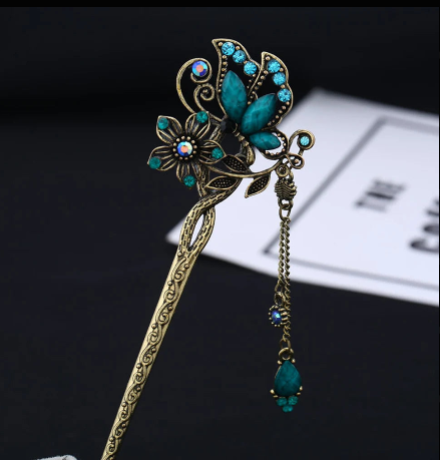 Suytable Luxury Butterfly Chopsticks Tassel Hairpin