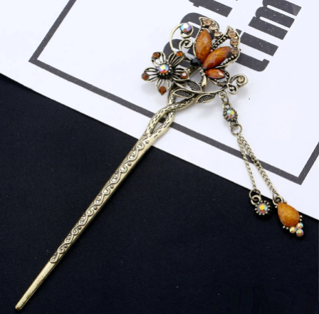 Suytable Luxury Butterfly Chopsticks Tassel Hairpin