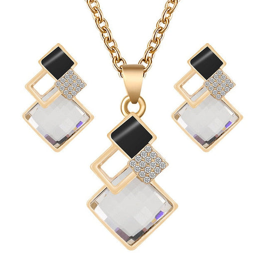 Crystal Pendant Necklace And Earrings Sets