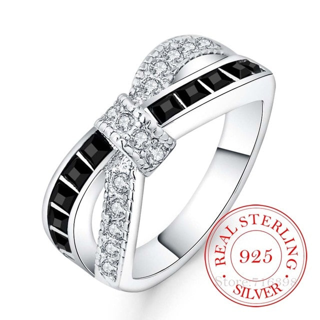 Sterling Silver Vintage Crystal Wedding Rings
