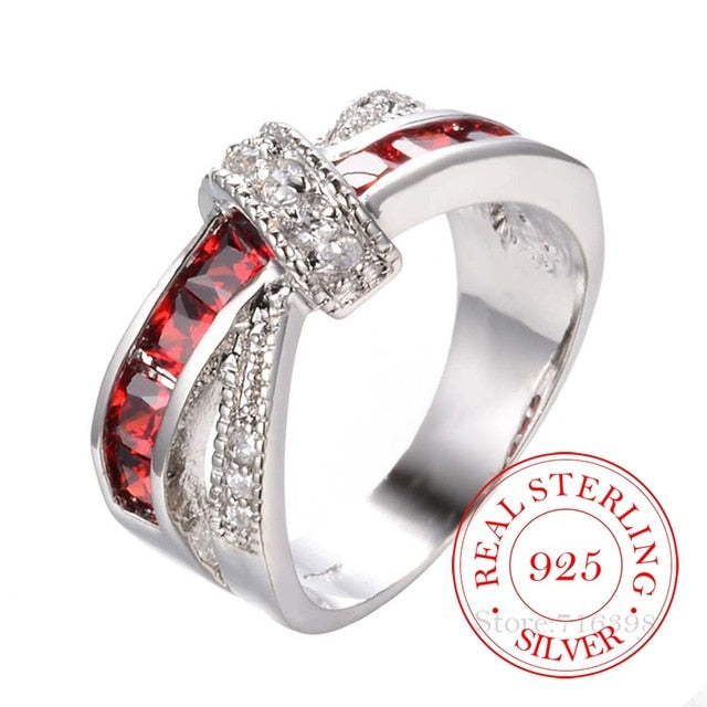 Sterling Silver Vintage Crystal Wedding Rings