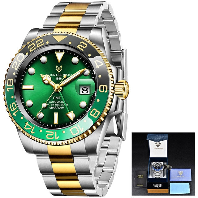 LIGE Men's Automatic Mechanical Water Resistant  Luxury Wristwatch
