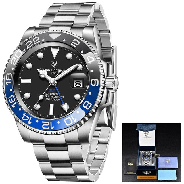 LIGE Men's Automatic Mechanical Water Resistant  Luxury Wristwatch